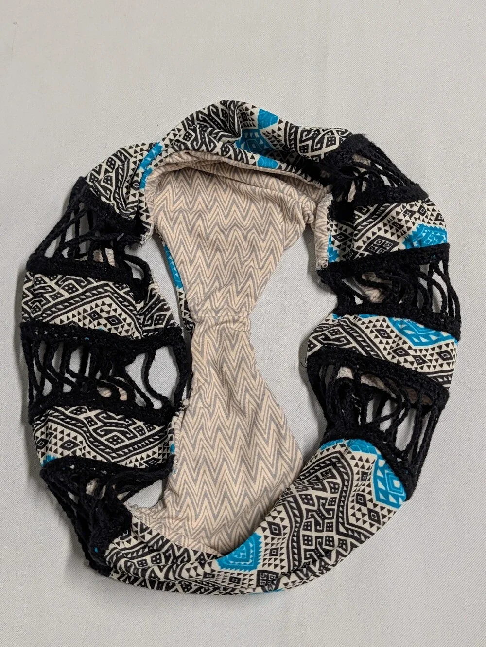 acacia swimwear Black & White Geometric Bikini Bottom with Teal Accents Size S